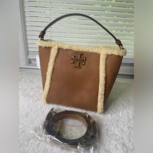 Tory Burch Tan Shearling Shoulder Bag